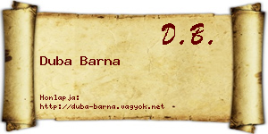 Duba Barna névjegykártya