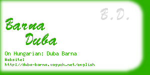 barna duba business card